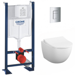 Pack WC Rapid SL autoportant + cuvette Vitra Sento sans bride + plaque Skate Cosmo chrome (ProjectSento-1)