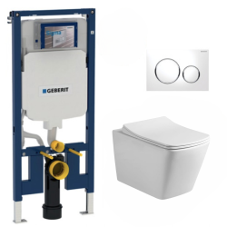 Pack WC Bâti-support extra-plat UP720 + Cuvette Tesi Ideal Standard + Abattant frein de chute + Plaque Blanc/Chrome