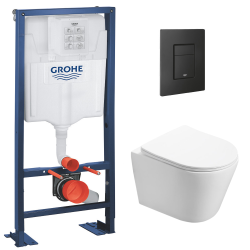 Pack WC Bâti autoportant + WC Swiss Aqua Technologies Infinitio sans bride + Plaque chrome (ProjectInfinitio-2)