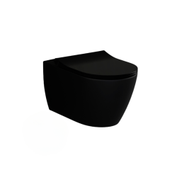 Pack WC Bâti-support extra-plat UP720 + WC sans bride Bello noir mat + Abattant softclose + Plaque noire (SLIM-BlackBello-A)
