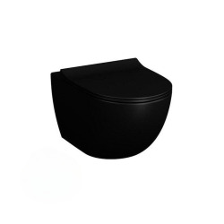 Pack WC Bâti-support extra-plat UP720 + WC Sento sans bride noir mat + Abattant softclose + Plaque noire (SLIM-BlackSento-N)