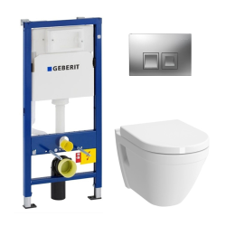 pack bâti-support UP100 + plaque Delta50 + cuvette Vitra avec bride S50 + abattant softclose (S50geb1)