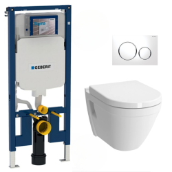Pack WC Bâti-support + Cuvette suspendue sans bride Vitra S50 + Abattant frein de chute + Plaque Chrome mat (SLIM-S50-L)