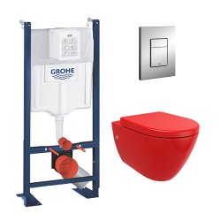 / Glacera Pack WC Rapid SL autoportant + cuvette Alfa sans bride + plaque chrome (ProjectAlfaRimless-1)