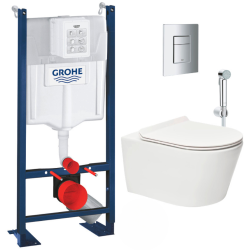 Pack WC Bâti autoportant + WC sans bride SAT + Abattant softclose + Plaque chrome (ProjectSATrimless-5)