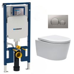 Pack WC Bâti-support UP720 extra-plat + WC Architectura sans bride + Abattant softclose + Plaque chrome (SLIM-Architectura2-F)