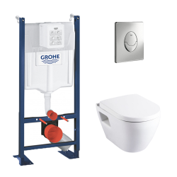 Pack WC Rapid SL autoportant + cuvette SM26 sans bride + plaque Skate Air chrome (ProjectSM26-2)