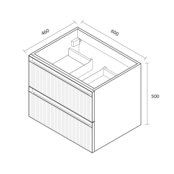  Nouveau meuble de salle de bain 60 cm, blanc cassé (CERAMIA-3OW60)
