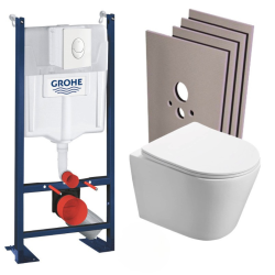 Pack WC Bâti autoportant + WC Swiss Aqua Technologies Infinitio sans bride + Plaque + Set habillage (ProjectInfinitio-1-sabo)