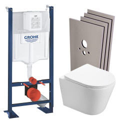 Pack WC Bâti autoportant + WC Swiss Aqua Technologies Infinitio sans bride + Plaque + Set habillage (ProjectInfinitio-1-sabo)