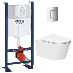 Pack WC Bâti autoportant + WC sans bride SAT + Abattant softclose + Plaque chrome (ProjectSATrimless-5)