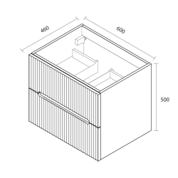  Ceramia 60 cm, meuble de salle de bain assemblé, gris perle (CERAMIA-5LG60)