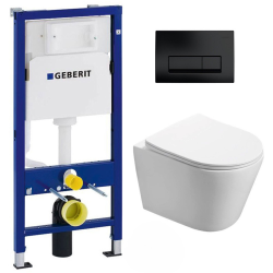 Pack WC Bâti-support 112 cm + WC Swiss Aqua Technologies Infinitio sans bride + Plaque Blanc alpin (InfinitioGeb1)