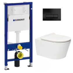 Geberit Pack WC bati-support Geberit + WC sans bride Swiss Aqua Technologies + abattant ultra-fin (BREVISGEB10-SP)