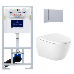 Pack WC bâti-support + WC suspendu Vitra S50 + Abattant softclose + Plaque chrome (ViConnectS50-3)