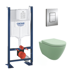 / Glacera Pack WC Rapid SL autoportant + cuvette Alfa sans bride + plaque chrome (ProjectAlfaRimless-1)