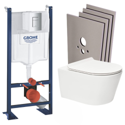 Pack WC Bâti autoportant + WC Swiss Aqua Technologies Infinitio sans bride + Plaque + Set habillage (ProjectInfinitio-1-sabo)