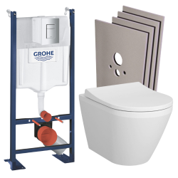 Pack WC Bâti Autoportant Rapid SL + WC sans bride Integra avec fixations invisibles + Abattant softclose + Set habillage