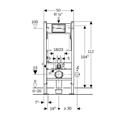  DUOFIXBasic pour toilettes suspendues, avec réservoir Delta, pour boutons de commande Delta (111.153.00.1)