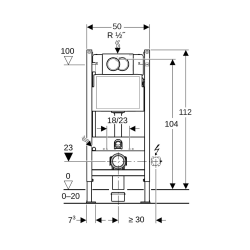 Geberit Delta Pack bâti-support Duofix 112cm + Plaque de commande Delta01, Blanche + Fixations murales (111.154.11.3)