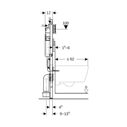 Duofix bâti-support pour WC suspendu, 112 cm, réservoir encastré Sigma 12 cm, à installer entre parois latérales (111.355.00.5)