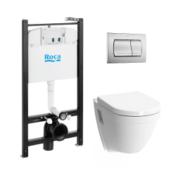Pack Bâti-support ROCA ACTIVE + WC SM26 sans bride + abattant softclose + plaque de commande blanche (RocaActiveSM26-1)
