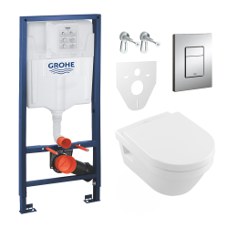 Pack WC Grohe Rapid SL + Cuvette Villeroy & Boch + Plaque de commande Grohe Skate Chrome