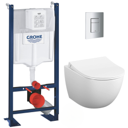 Pack WC Rapid SL autoportant + cuvette Vitra Sento sans bride + plaque Skate Cosmo chrome (ProjectSento-1)