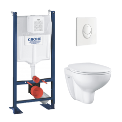 Pack Bâti autoportant Rapid SL + Cuvette suspendue sans bride Bau Ceramic + Abattant déclipsable (ProjectBauClassic-3)