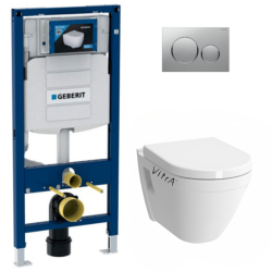 Pack WC Bâti-support UP720 extra-plat + WC sans bride Avva + Abattant frein de chute + Plaque chrome (SLIM-Avva-N)