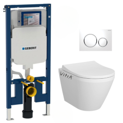 Pack WC Bâti-support UP720 extra-plat + WC sans bride Integra + Abattant frein de chute + Plaque blanche (SLIM-IntegraRimless-B)