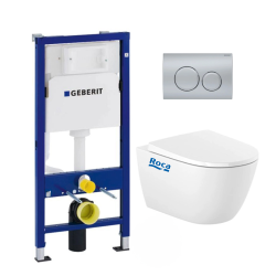 Pack WC Bâti UP100 + Cuvette Architectura sans bride fixations invisibles + Plaque blanche (Architectura2Geb2)