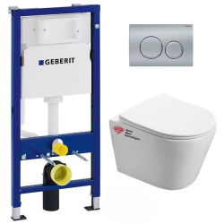 Pack WC Bâti-support 112 cm + WC Swiss Aqua Technologies Infinitio sans bride + Plaque Blanc alpin (InfinitioGeb1)