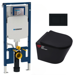 Pack WC bâti-support UP720 extra-plat + WC Infinitio noir mat sans bride + Abattant softclose + Plaque (SLIM-BlackInfinitio-A)
