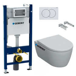 Pack WC Bâti-support Viconnect + WC suspendu Normus + Abattant frein de chute + Plaque chrome mat (ViConnectNormus-3)
