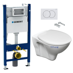 Geberit Pack WC Bati-support Geberit Duofix + WC suspendu jIka Neo + Abattant + Plaque blanche (S-LineProGeb3)