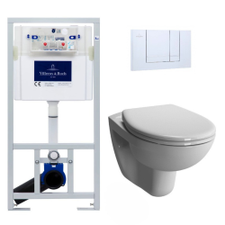 Pack WC Bâti-support Viconnect + WC suspendu Normus + Abattant frein de chute + Plaque chrome mat (ViConnectNormus-3)