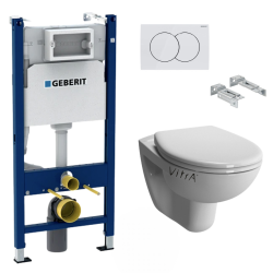 Geberit Pack WC Bati-support Geberit Duofix + WC suspendu Vitra Normus + Abattant softclose + Plaque blanche