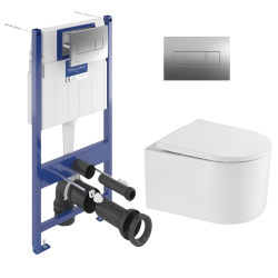 ViConnect Pro S Pack WC bâti Villeroy & Boch + WC sans bride Swiss Aqua Technologies + abattant + plaque (VCNDELANOTQ2CH)