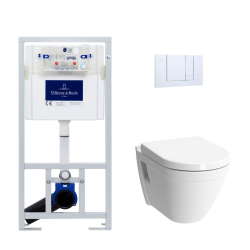 Pack WC bâti-support + Cuvette Vitra S50 + Abattant softclose + Plaque chrome (ViConnectS50-1)