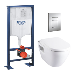 Rapid SL + Cuvette serel Solido compact/abattant frein de chute + Plaque de commande + Set isolation phonique (AutoportantSM10)