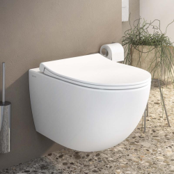 Pack WC bâti-support Villeroy & Boch + WC sans bride abattant Softclose Vitra + plaque chrome (VCNSENTO2CHDE)