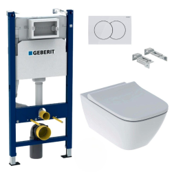 Pack WC Bâti-support Viconnect + WC suspendu Normus + Abattant frein de chute + Plaque chrome mat (ViConnectNormus-3)