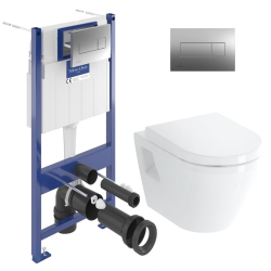 Pack WC bâti Villeroy & Boch + WC suspendu abattant Softclose Vitra + plaque (VCNINTEGRAC2CHDE)
