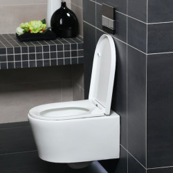 WC suspendu sans bride et fixations invisibles + abattant frein de chute (SATBRE010RREXP)