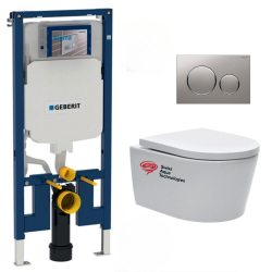 Pack WC Bâti-support UP720 extra-plat + WC Architectura sans bride + Abattant softclose + Plaque chrome (SLIM-Architectura2-F)