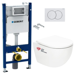 Pack WC Bâti-support Prosys + WC SAT sans bride + Abattant SoftClose + Plaque blanche (PROSYSSAT2)