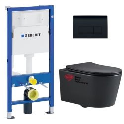 Pack WC Bâti-support Rapid SL + WC Infinitio sans bride noir mat + Abattant softclose + Plaque noire (RSL-BlackInfinitio-KF0)