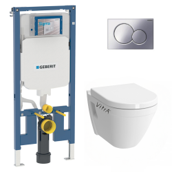 Pack WC bâti-support UP720 extra-plat + WC suspendu Vitra S50  + Abattant softclose + Plaque chrome (SLIM-S50-N)