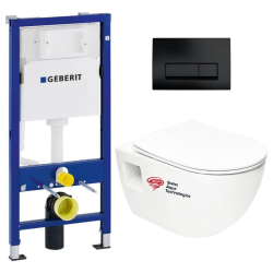 Geberit Pack bati-support Geberit UP100 + WC sans bride Swiss Aqua Technologies + Abattant SoftClose + Plaque (ProjectGeb10)